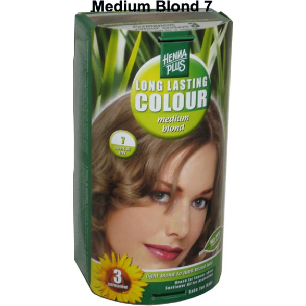 Vopsea de par femei permanenta 7 Medium Blond  Hennaplus 