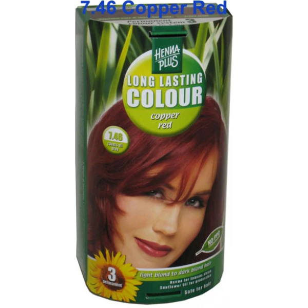 Vopsea de par femei permanenta - 7.46 Copper Red Hennaplus 