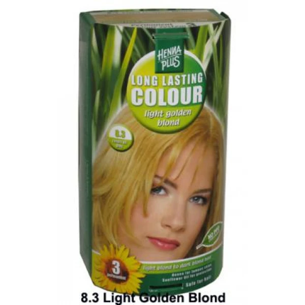 Vopsea de par femei permanenta 8.3 Light Golden Blond Hennaplus